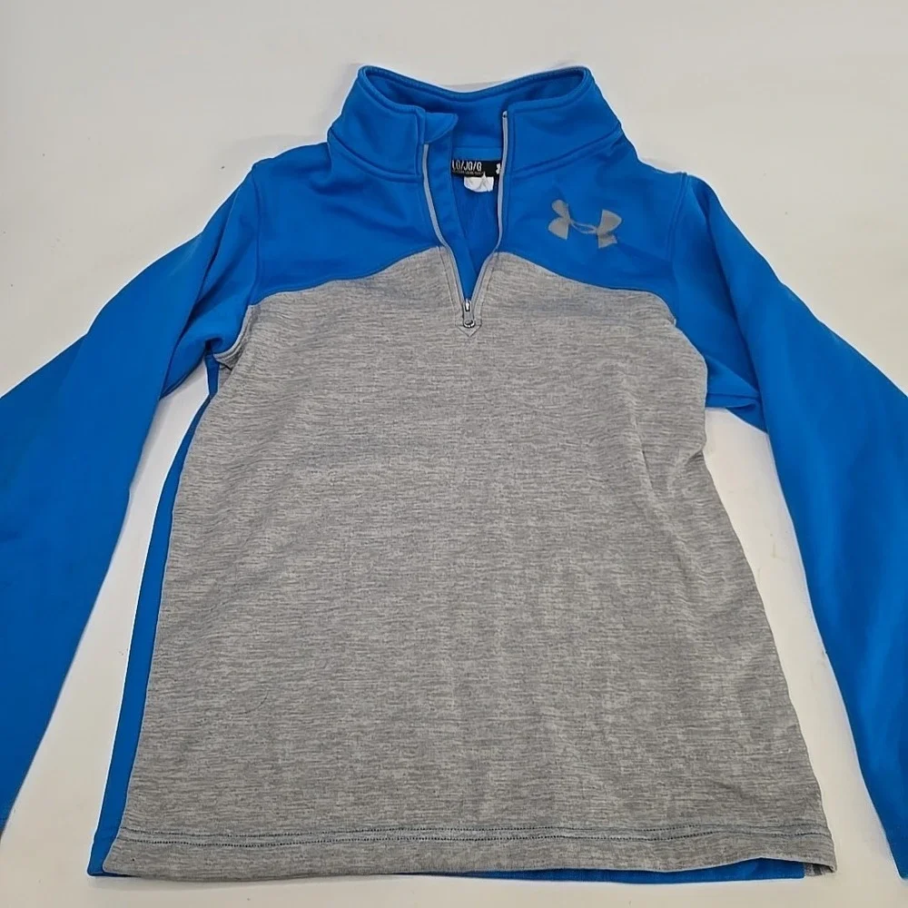 Under Armour Fleece 1/4 Zip Pullover Blue and Gray Size Youth Large